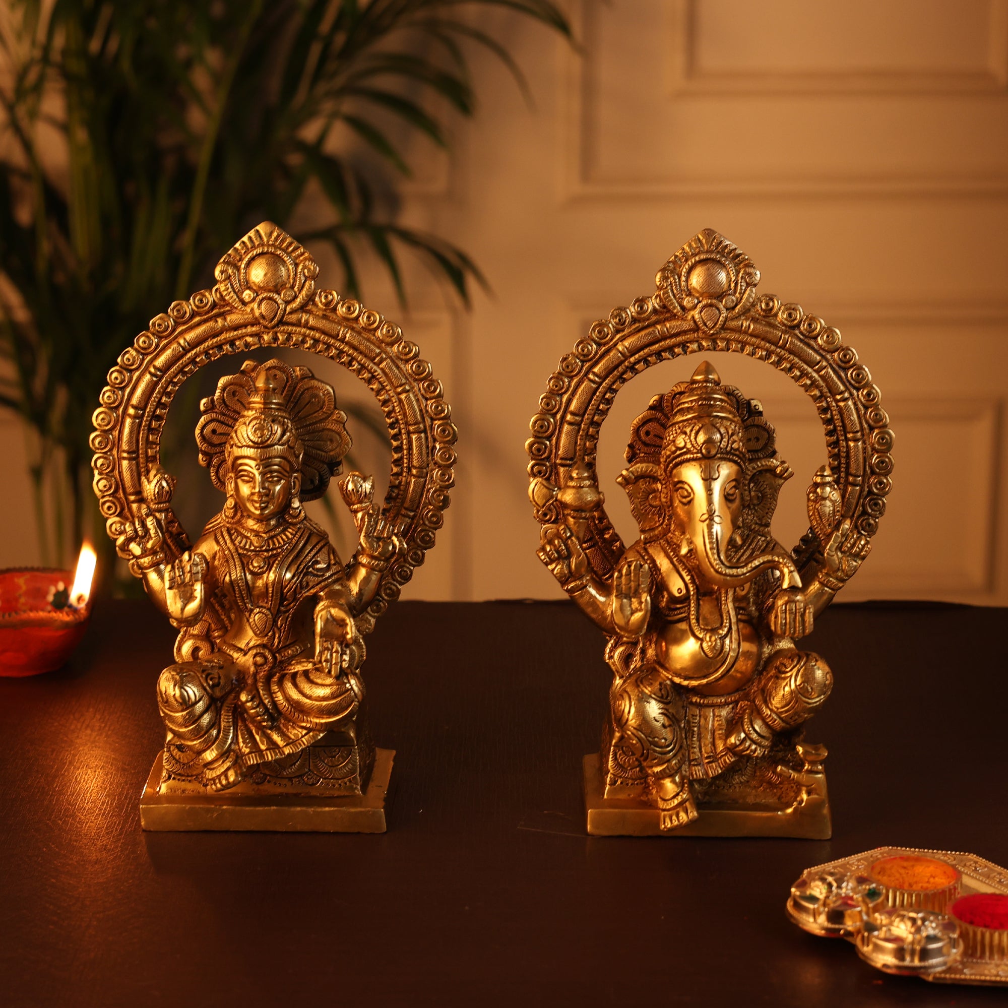 Ganesh Laxmi Combo (Pure Brass, 7 Inch)