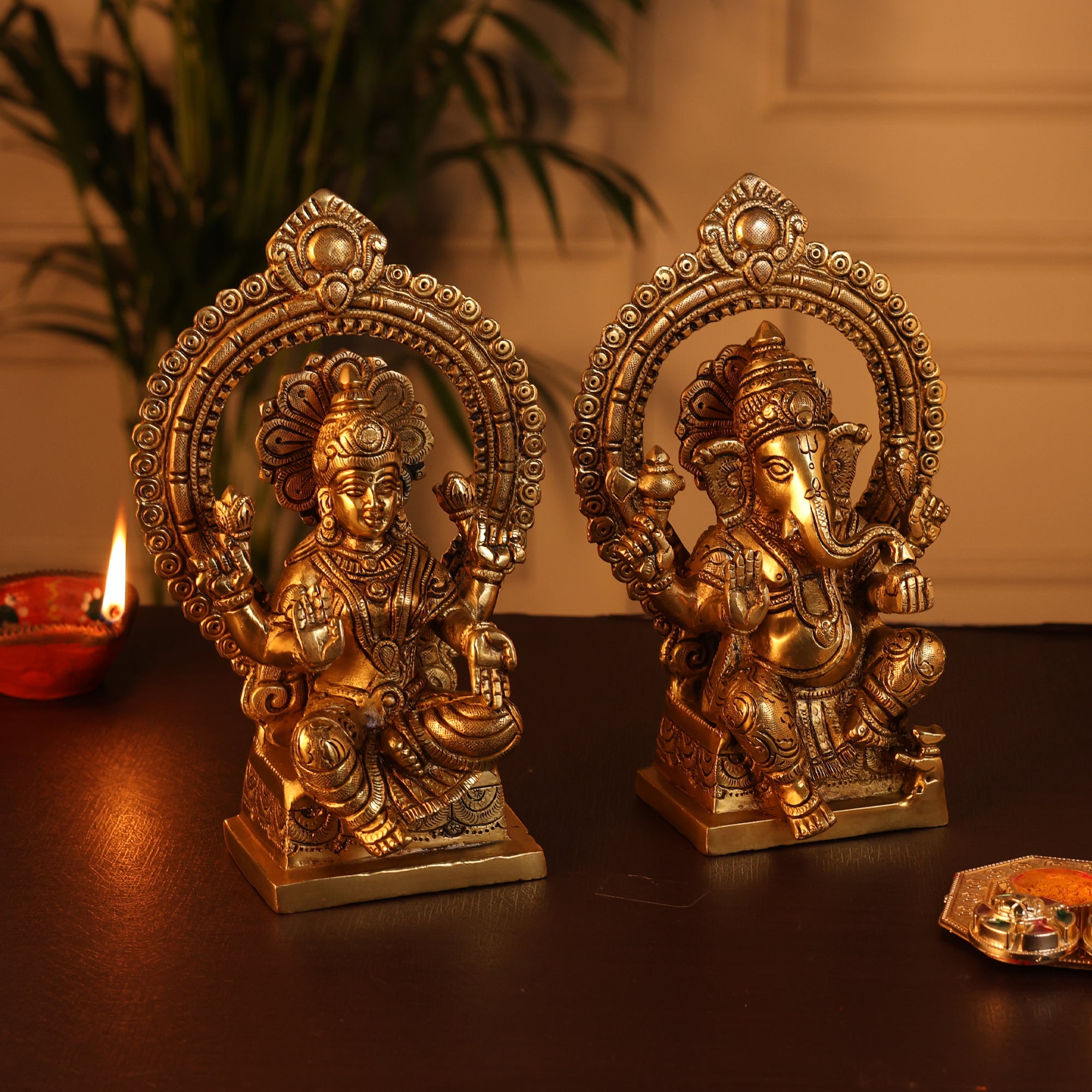 Ganesh Laxmi Combo (Pure Brass, 7 Inch)