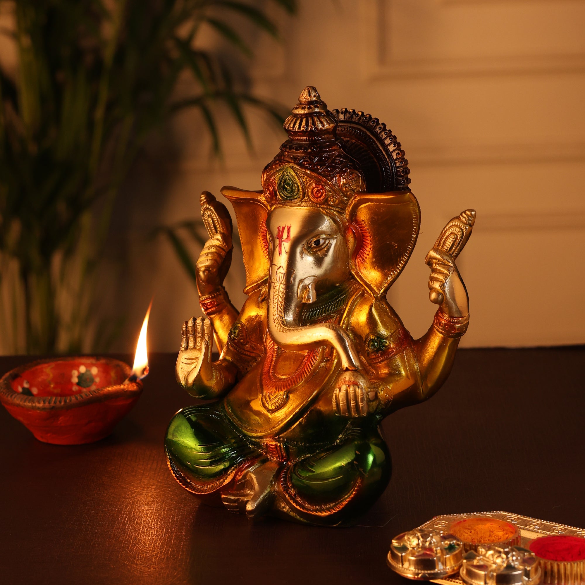 Pure Brass Ganesh Idol (7 inch)