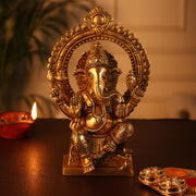 Ganesh Laxmi Combo (Pure Brass, 7 Inch)
