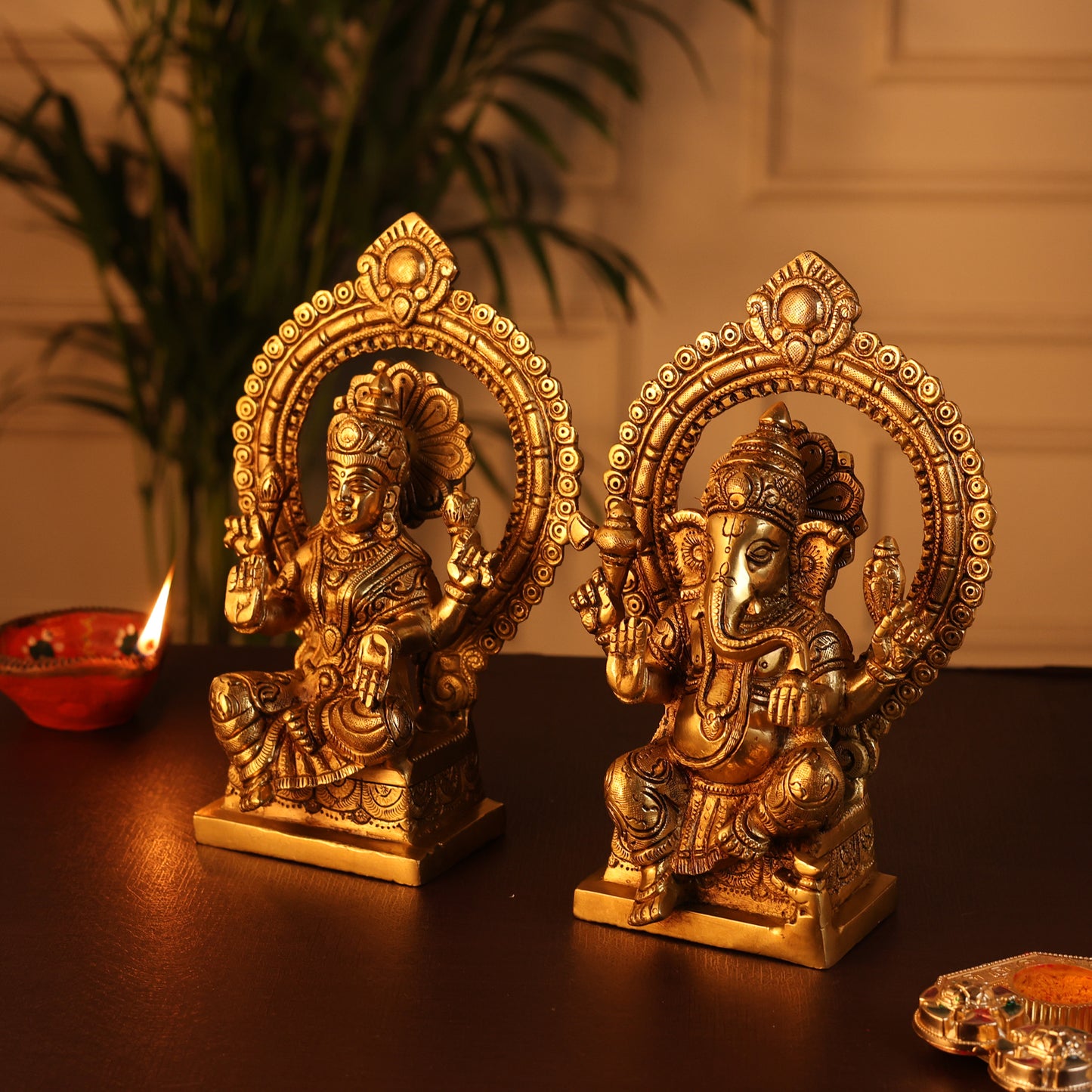 Ganesh Laxmi Combo (Pure Brass, 7 Inch)