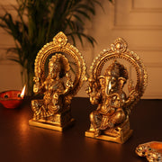 Ganesh Laxmi Combo (Pure Brass, 7 Inch)