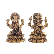 Ganesh Lakshmi Brass Idol combo (Pure Brass, 2 inch)